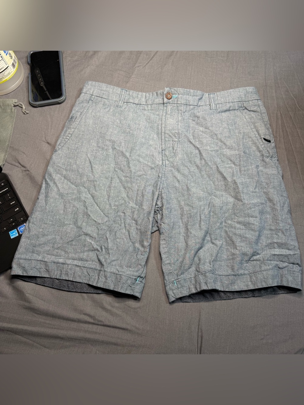 VISSLA Light Blue Chambray Flat Front Men's Shorts